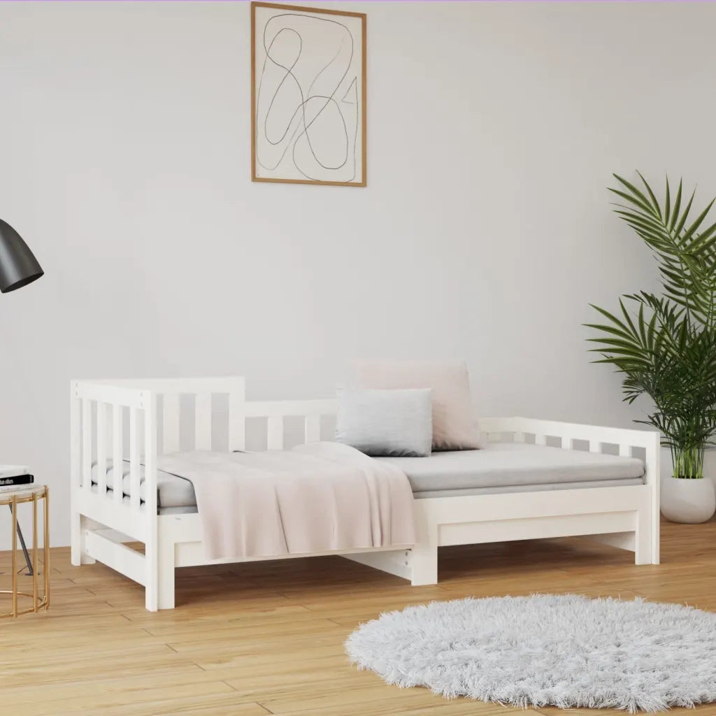 Dormeuse Estraibile Bianca 2x(90x190) cm Legno Massello di Pino 820747