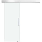 Porta Scorrevole in Vetro Trasparente con Binario e Maniglia in Alluminio per Bagno Cucina Studio 210x75x0.8cm