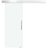 Porta Scorrevole in Vetro Trasparente con Binario e Maniglia in Alluminio per Bagno Cucina Studio 210x75x0.8cm