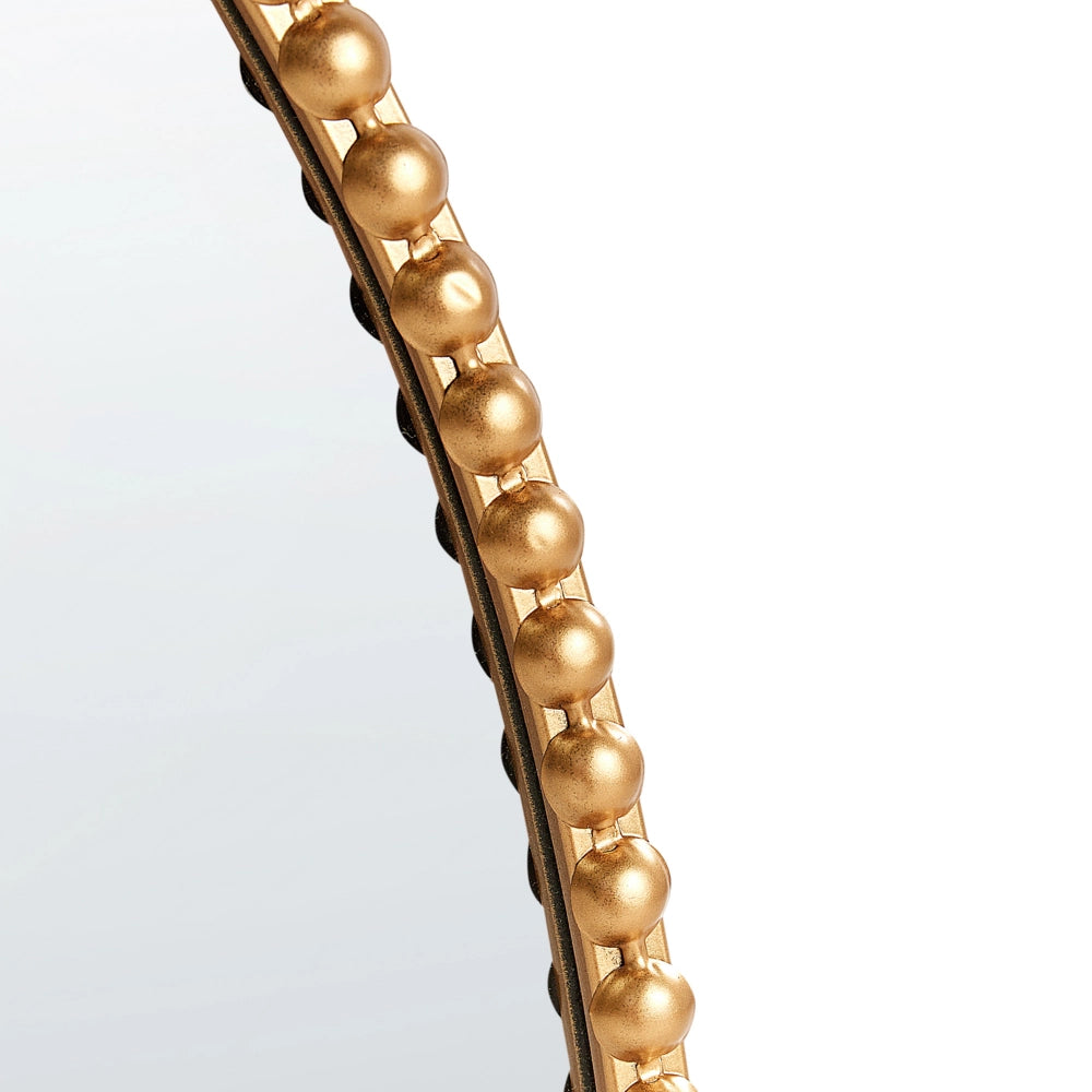 Specchio appeso a parete dorato 83 x 57 cm cornice ovale decorata perline decorative