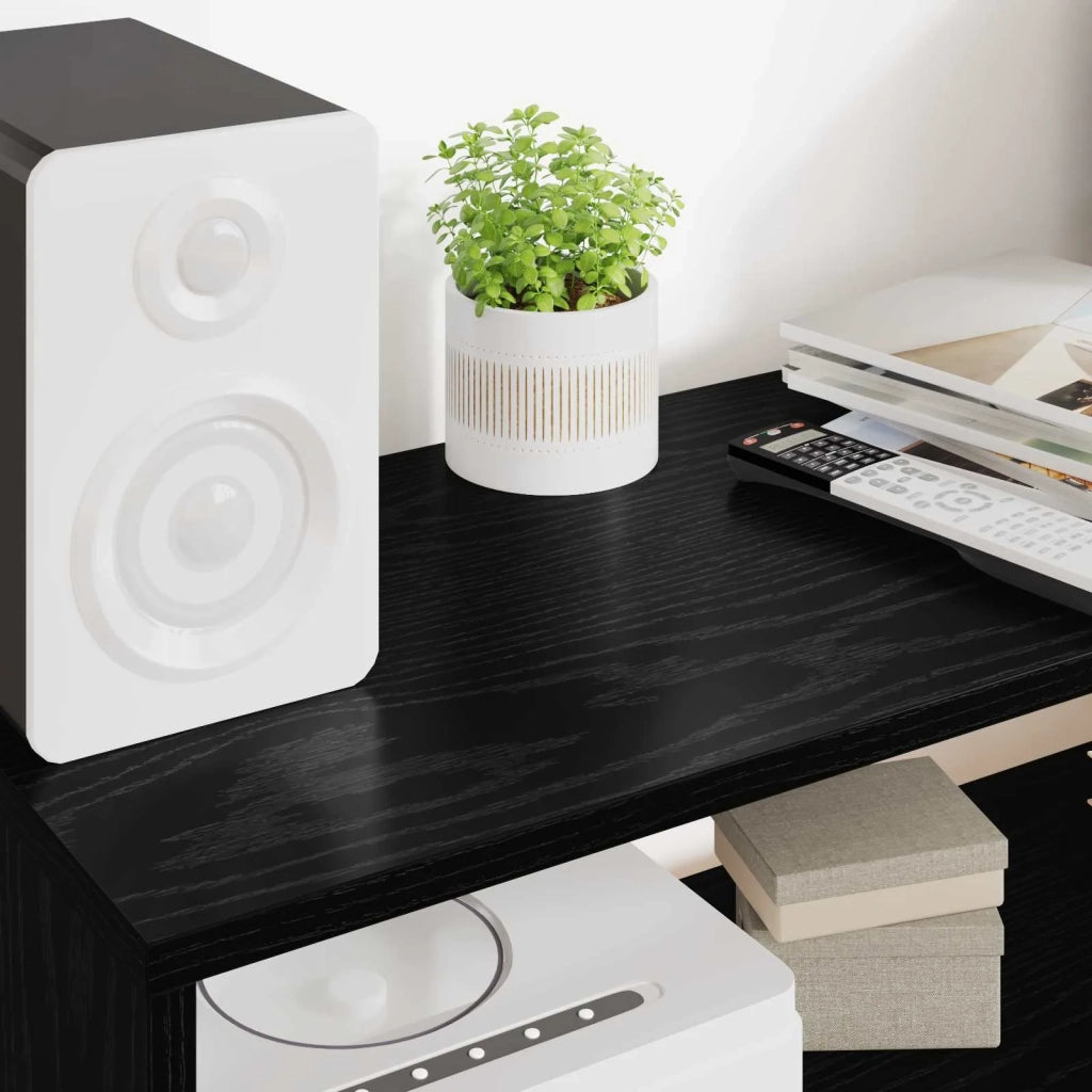 Mobile TV-Credenza per TV Rovere Nero 80 x 30 x 40 cm Legno multistrato