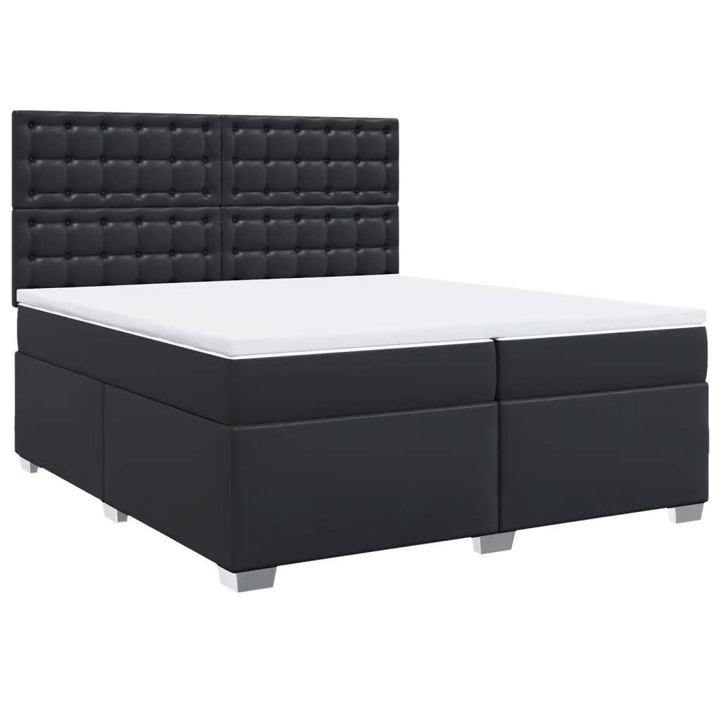 Giroletto a Molle con Materasso Nero 200x200 cm in Similpelle