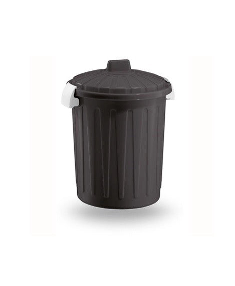 Pattumiera bidone con Coperchio Chiusura a Ganci Colore Grigio 23 litri