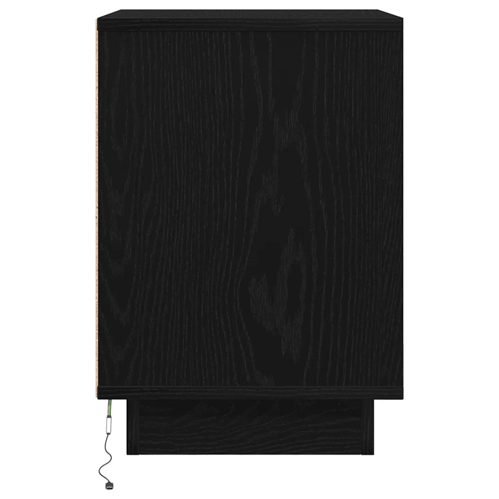 Set di 2 Comodini | Armadio da Notte | Mobiletto da notte con Luci LED Nero 38x34x50 cm