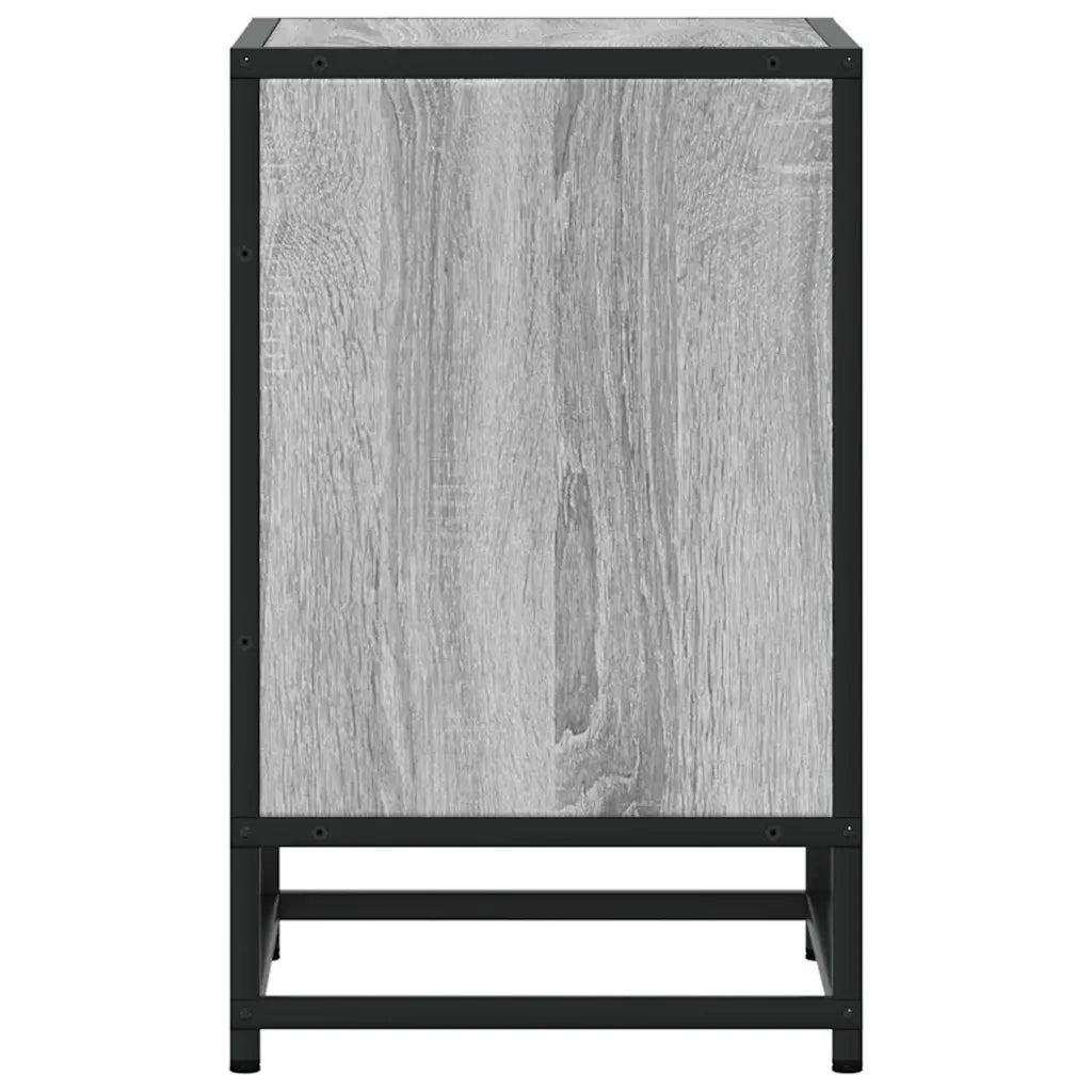 Comodino Grigio Sonoma 40x31x50 cm Legno Multistrato e Metallo