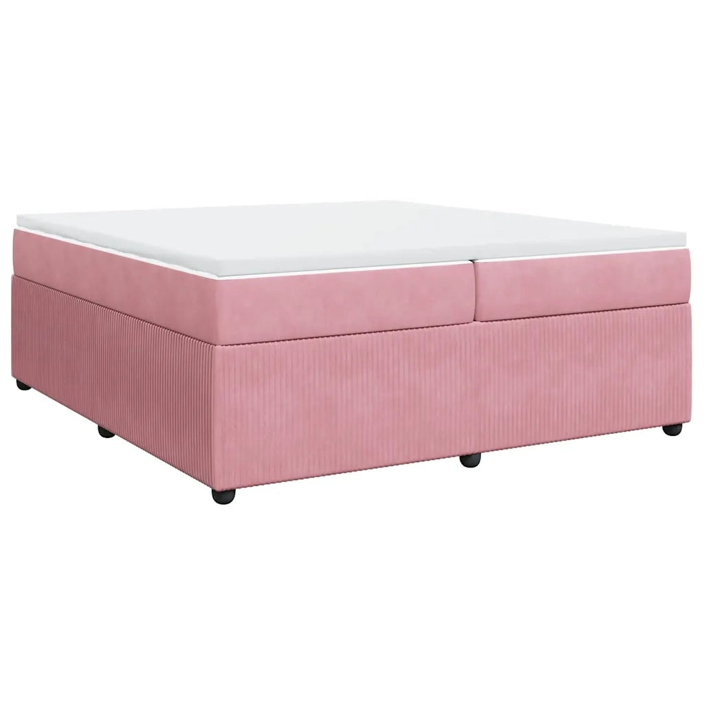 Giroletto a Molle con Materasso Rosa 200x200 cm in Velluto