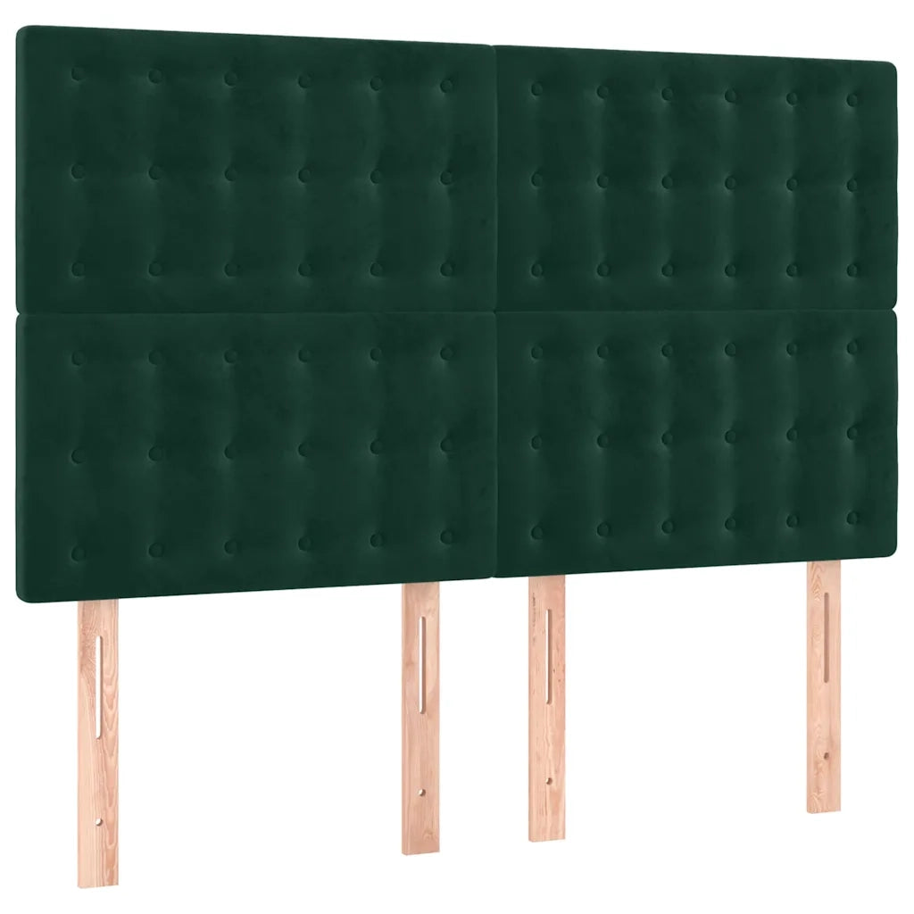 Letto a Molle con Materasso e LED Verde Scuro 140x190cm Velluto 3136362