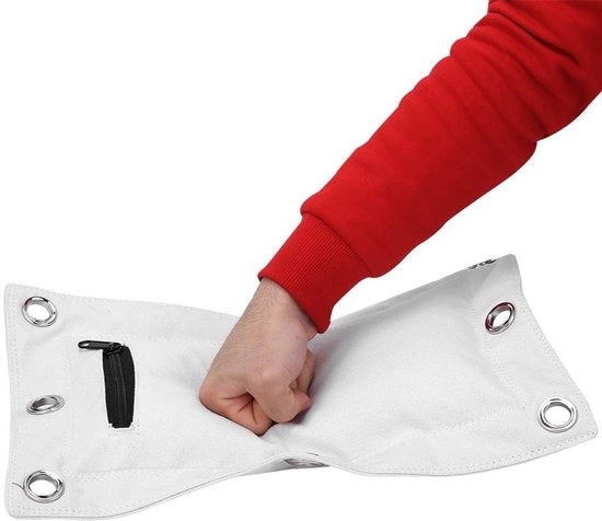 Borsa di Pugilato con Muro di Wing Chun - Panno Pesante in Canapa - Chiusura in Acciaio - Adattamento di Dimensione S/L/Triple Borsa - Color Beige Chiaro