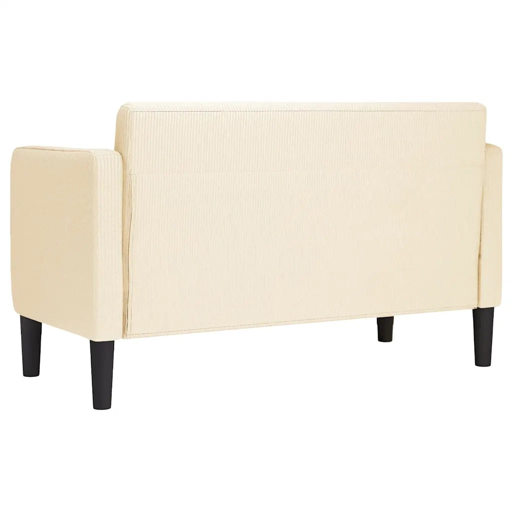 Divano | Divano da soggiorno | Sofa Divanetto Crema 109 cm Tessuto di Velluto a Coste