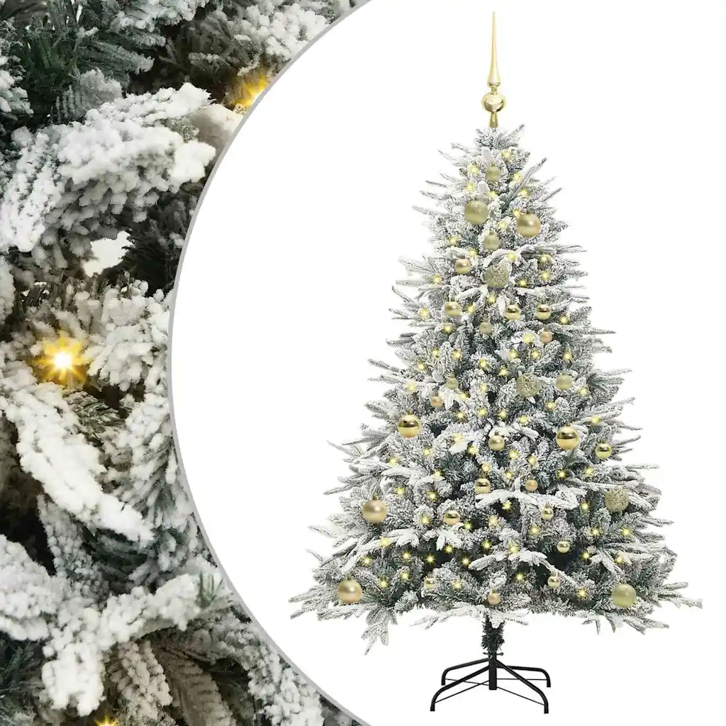 Albero di Natale Artificiale Pre-illuminato con Set di Palline