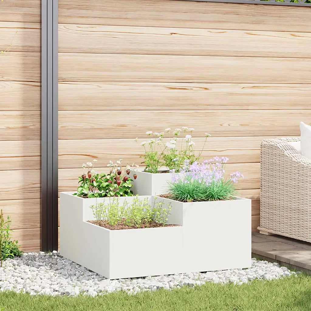 Vaso da giardino Bianco 100 x 100 x 48 cm Acciaio 865849