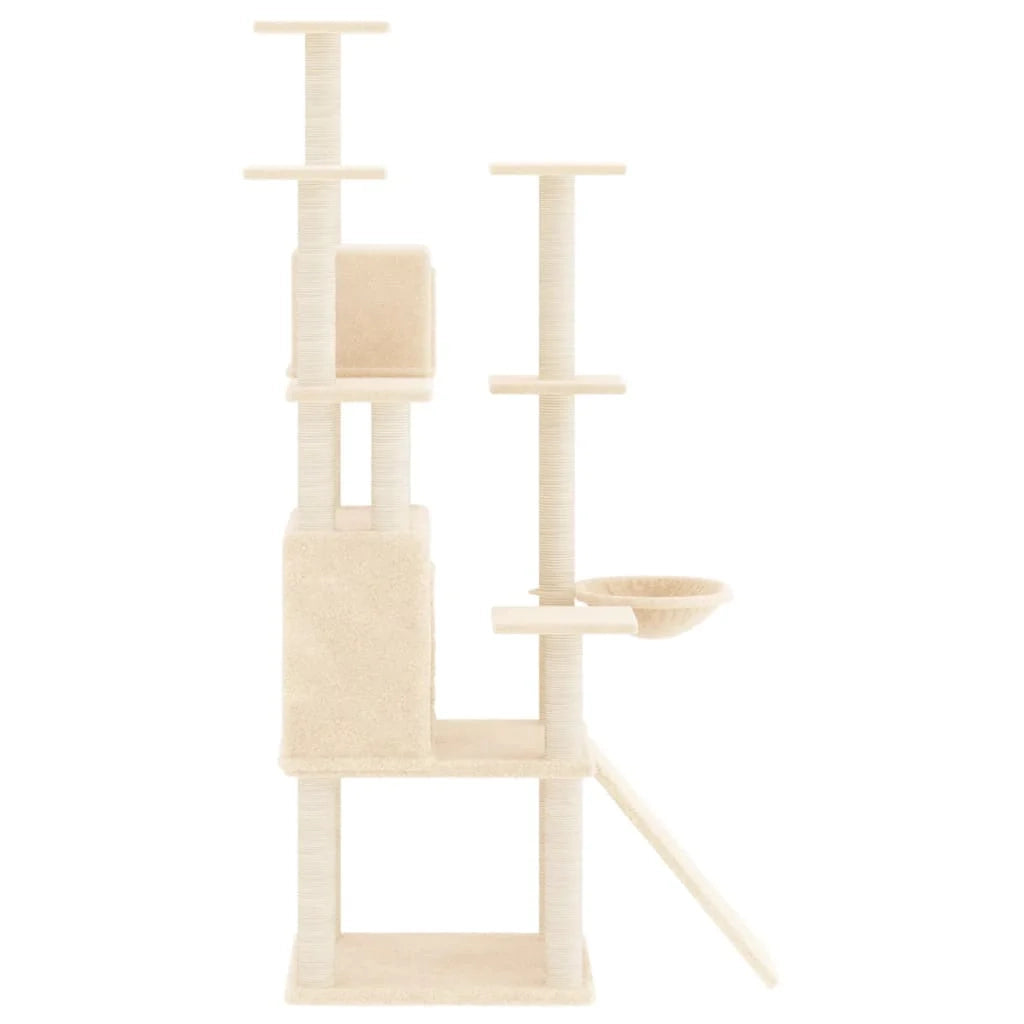 Tiragraffi per gatti torre per arrampicata giocattolo piattaforma per arrampicata con tiragraffi in sisal 154 cm crema 02_0022486
