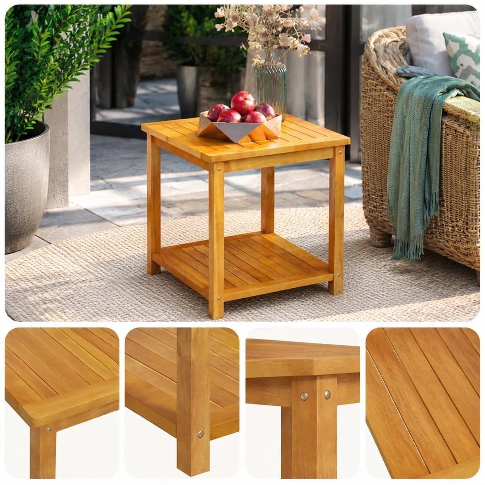 Side Table Solid Wood Acacia 45x45x45 Cm