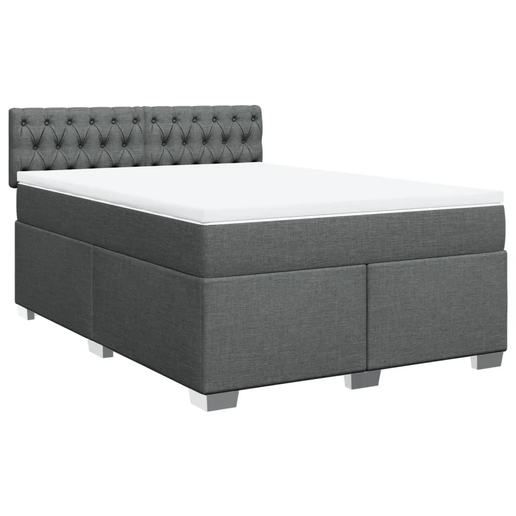 Giroletto a Molle con Materasso Grigio Scuro 140x190 cm Tessuto
