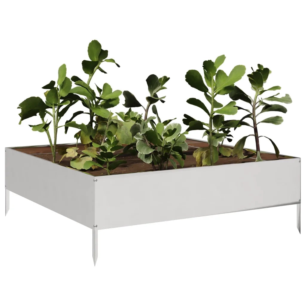 Fioriera Rialzata da Giardino 100x100x33,5 cm in Acciaio Inox