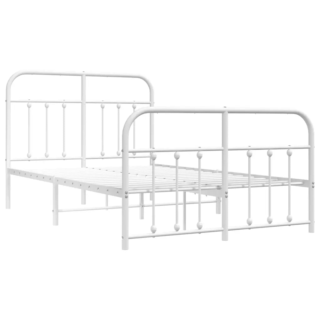 Giroletto con Testiera e Pediera-Struttura Letto Metallo Bianco 120x200 cm 218014