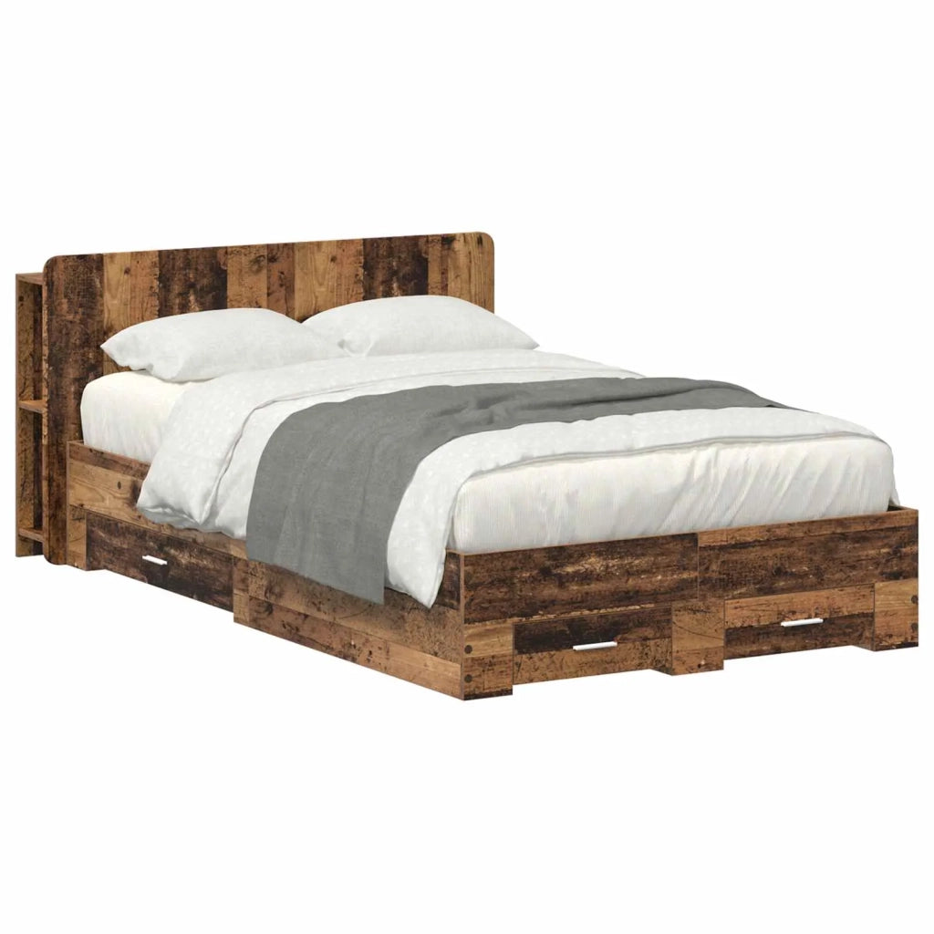 Telaio del letto con storage Legno antico 120 x 190 cm