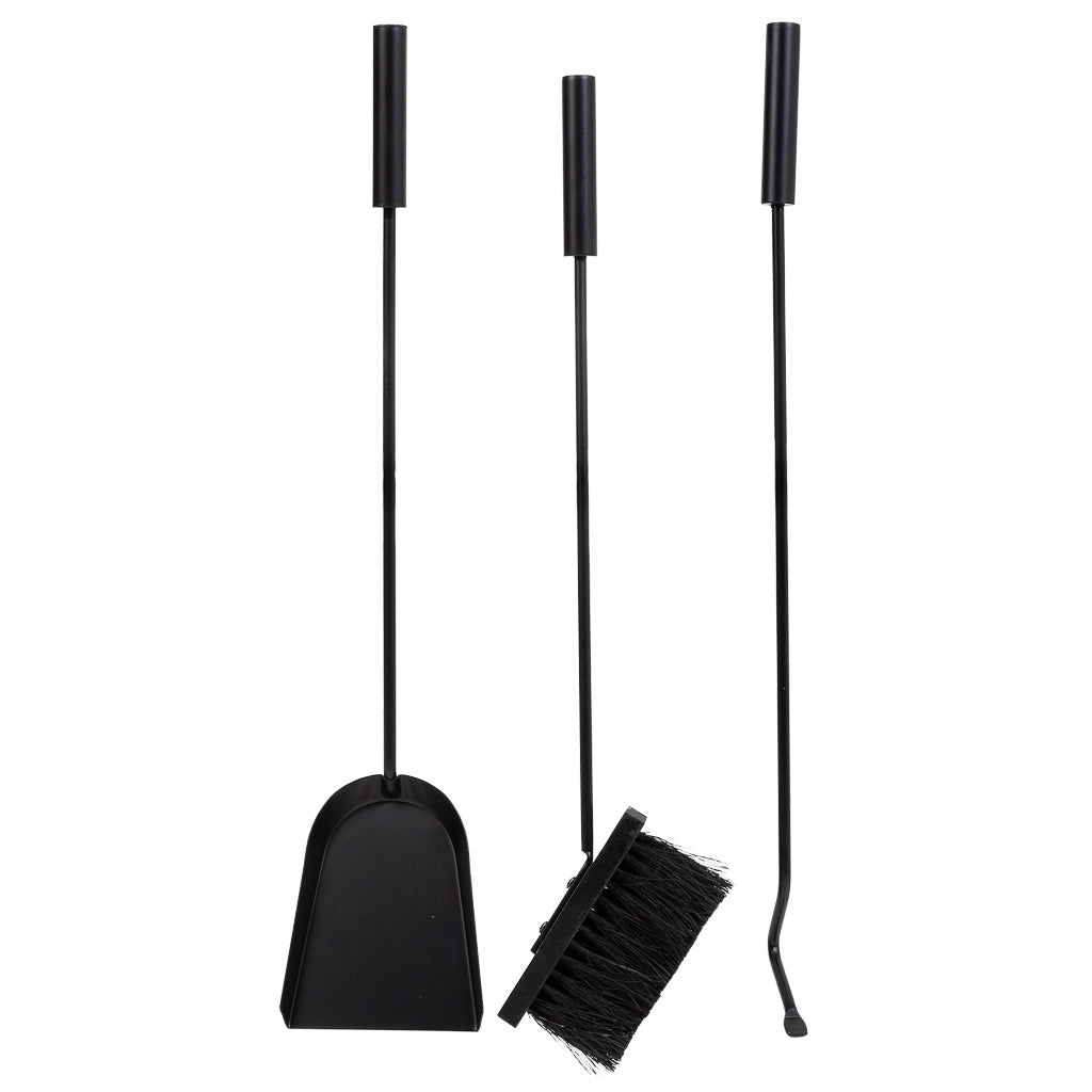 Set di 4 strumenti in metallo per il camino in metallo nero