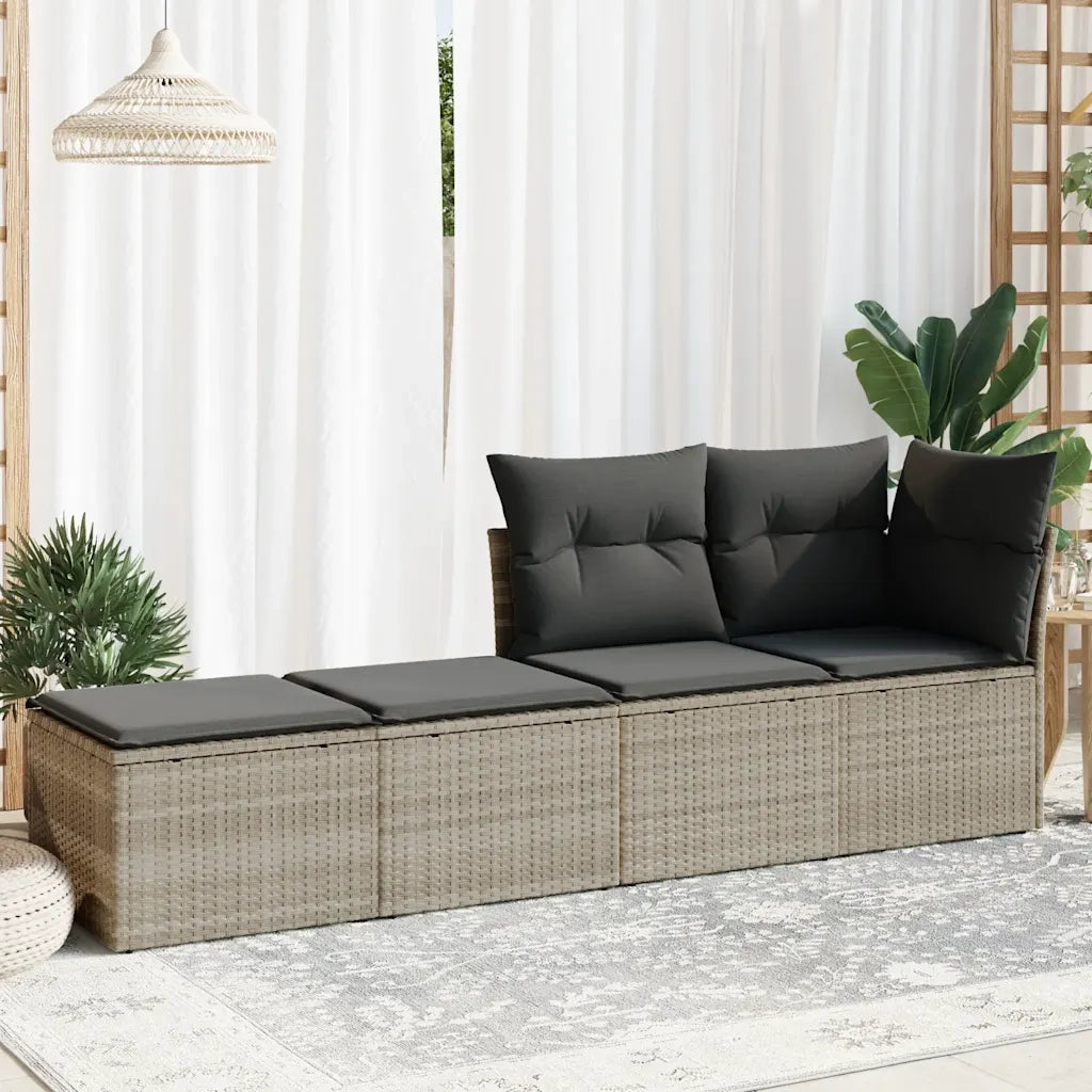 Divano Giardino 2pz | Set Salotto da Giardino con Cuscini Grigio Chiaro Polyrattan Acacia