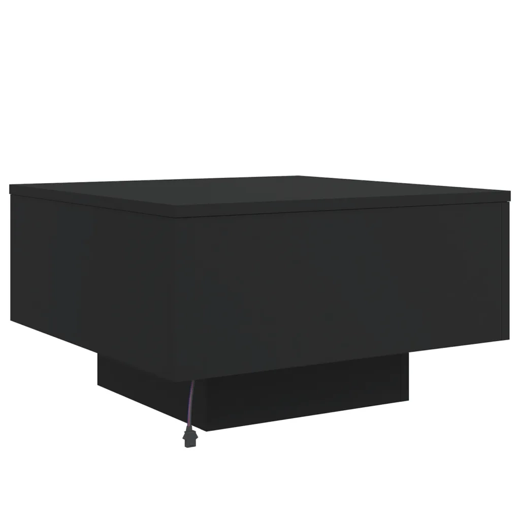 Tavolino da Soggiorno con Luci LED Nero 55x55x31 cm 836575