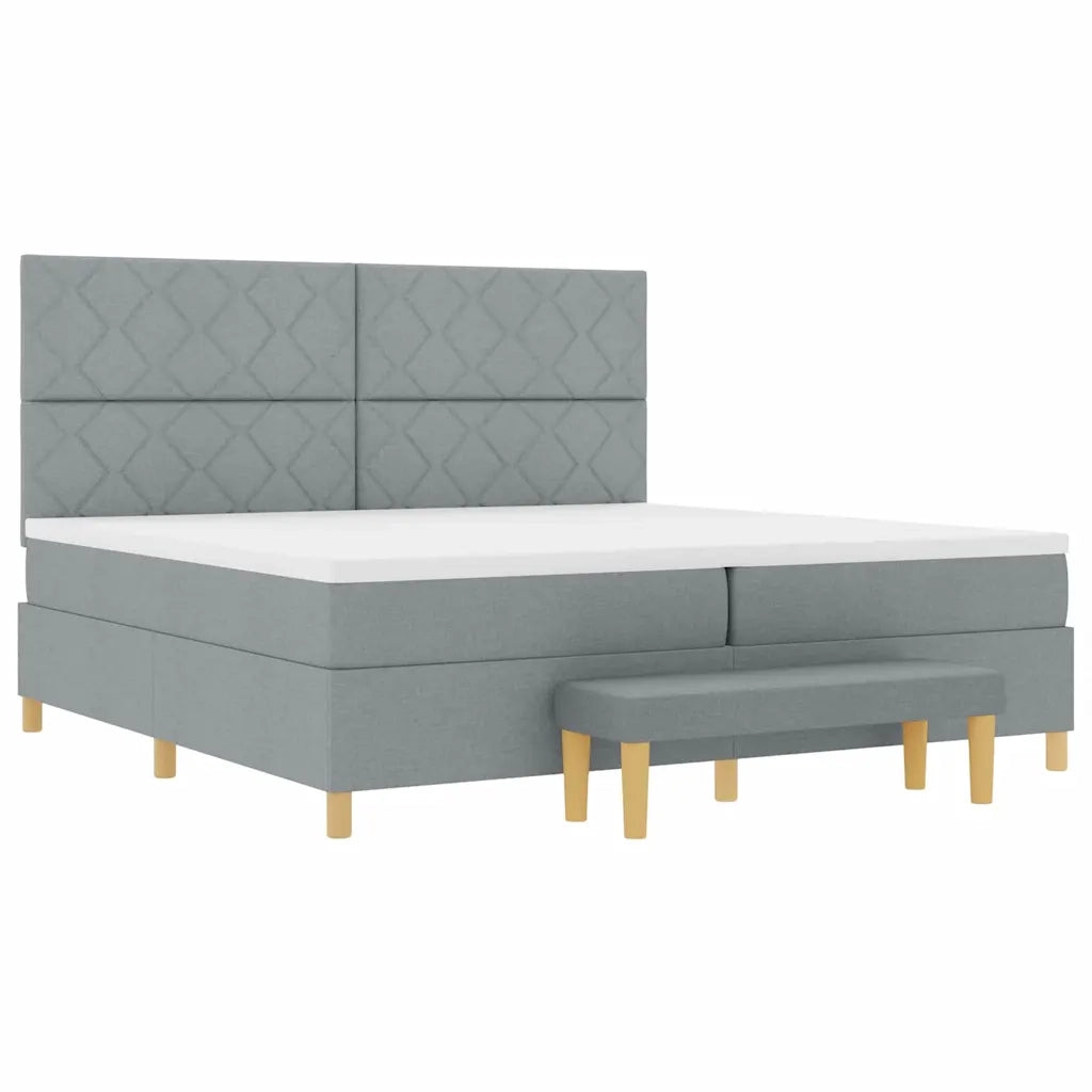 Letto a molle con materasso Grigio chiaro 200 x 200 cm Tessuto