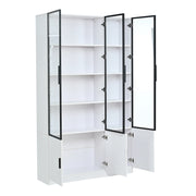 Vetrina con 6 ante in vetro e LED - per soggiorno - 120x32x200 cm - bianco