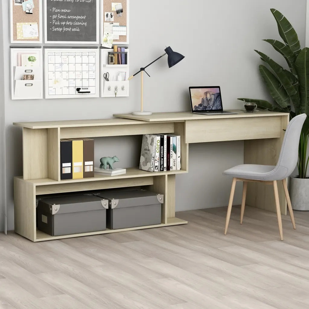 Scrivania Angolo Rovere Sonoma 200x50x76 cm Legno Multistrato 801101