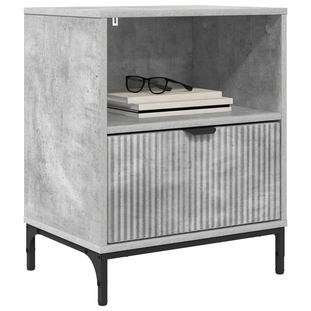 Armadio da Notte con cassetto Grigio cemento 49 x 36 x 61 cm 883480