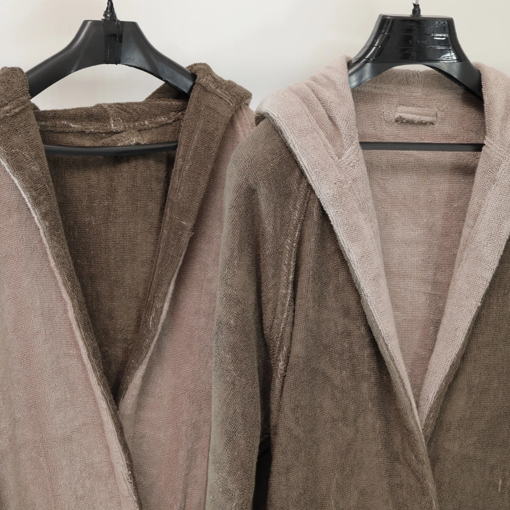 Selesi, Accappatoio 100% Cotone con Cappuccio Reversibile, Beige Crema
