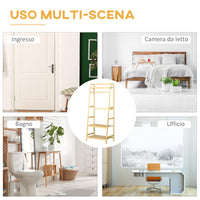 Appendiabiti con Ripiani 70x42x164 cm in Bambù Naturale