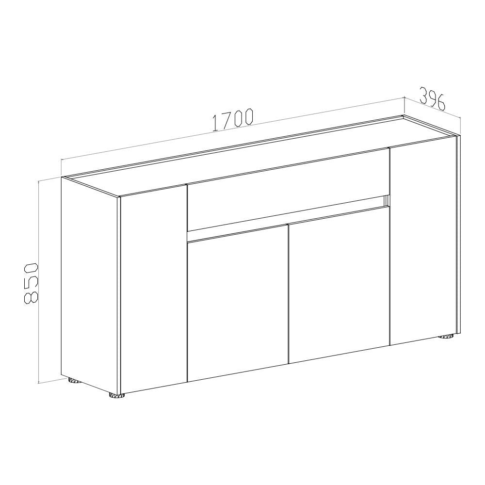 Madia Nordik 4 ante e 1 cassetto in noce e bianco spatolato 170x39.6x85H – Stile e funzionalità