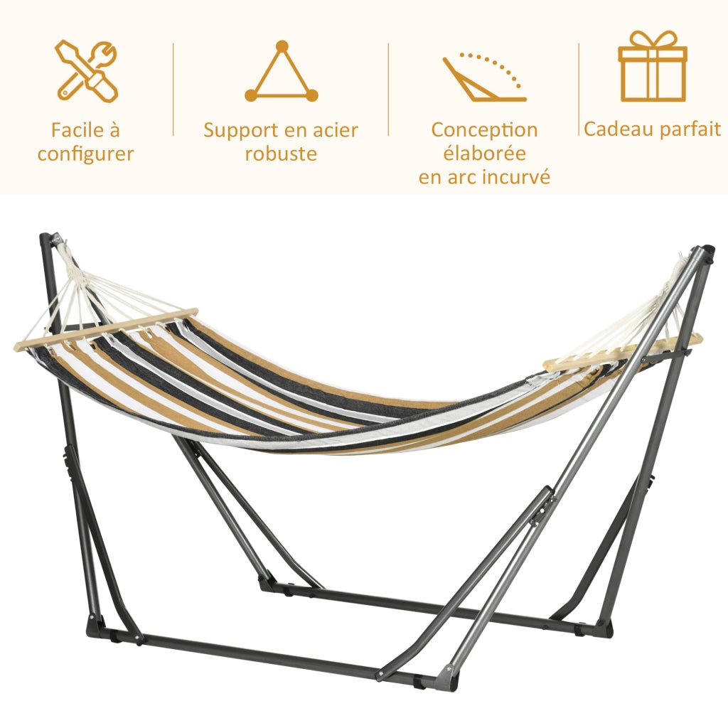 Amaca da giardino pieghevole con supporto in metallo ¨C zephmum ¨C grigio, 1 posto, max 120 kg