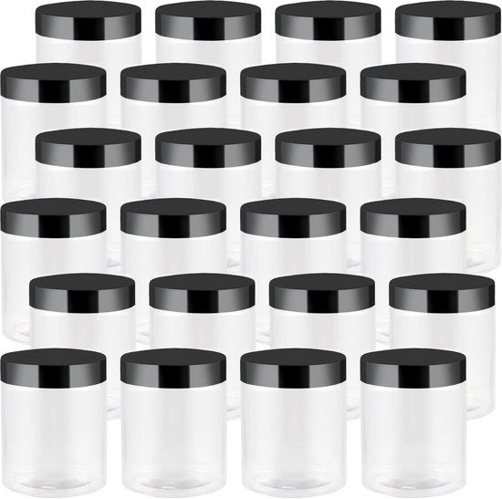 Set di contenitori in plastica trasparenti 24 pezzi 250 ml - BPA libero - contenitore trasparente - ampia apertura - contenitore stivabile - leggero - contenitore di conservazione