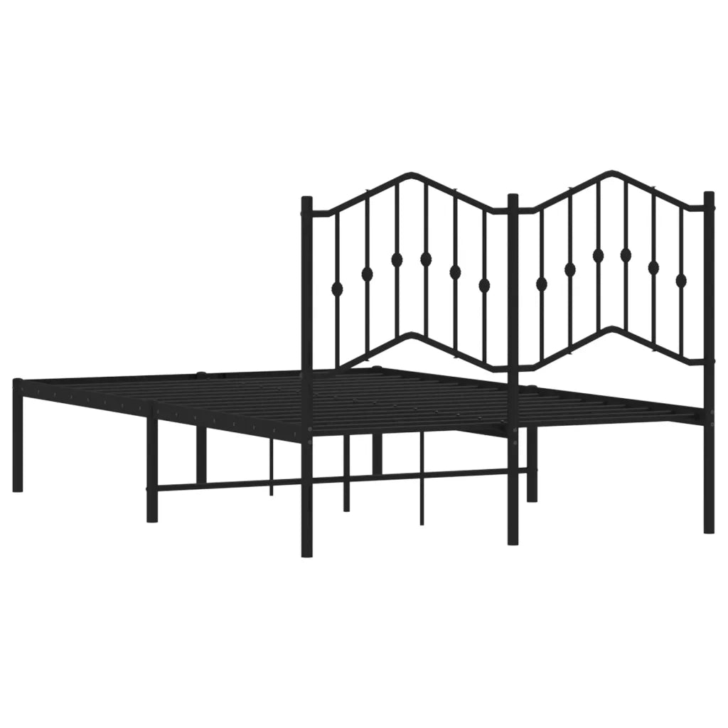 Letto matrimoniale | Letto per adulti | Giroletto con Testiera in Metallo Nero 120x190 cm