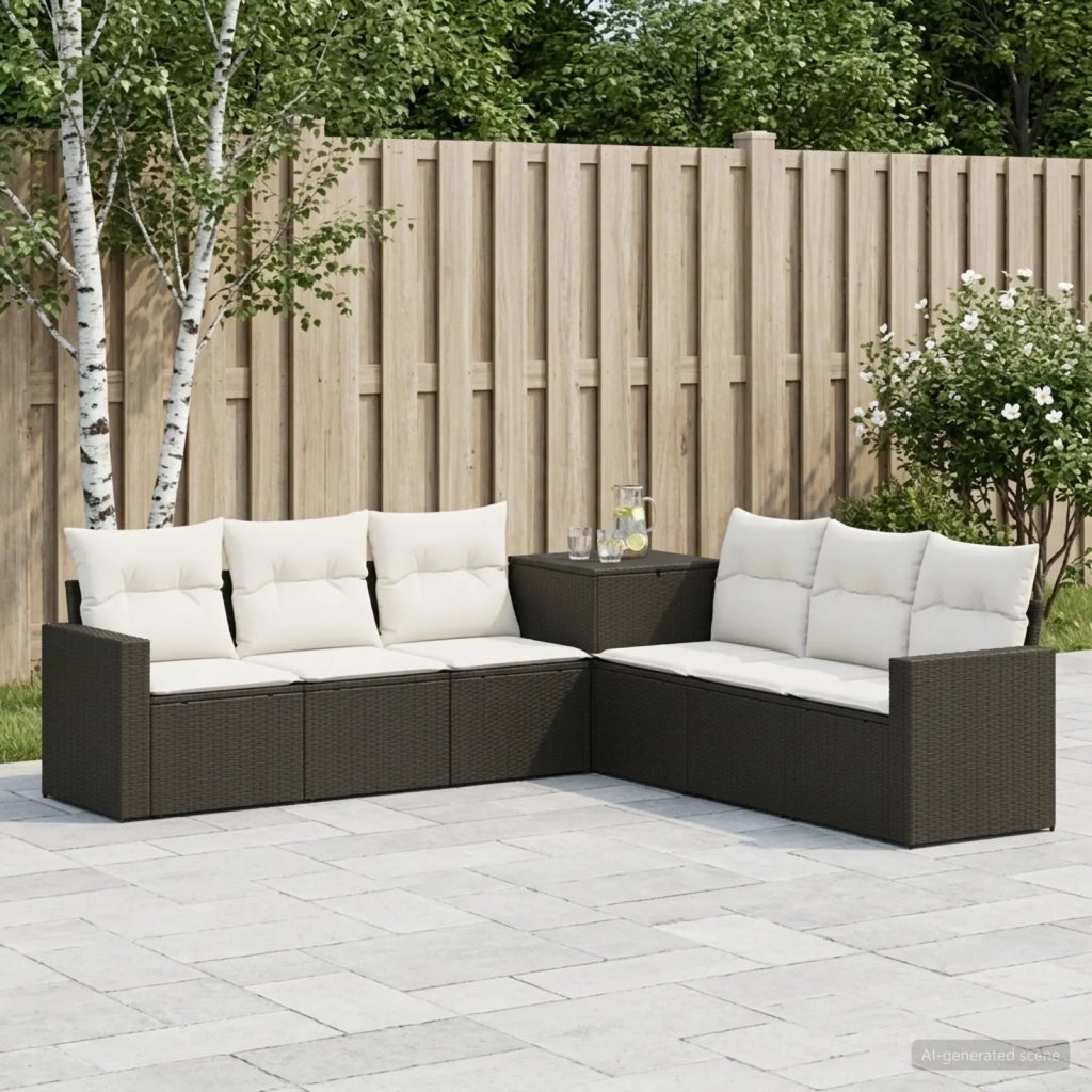 Set di divani 7 pz Nero e Bianco Crema 3448775