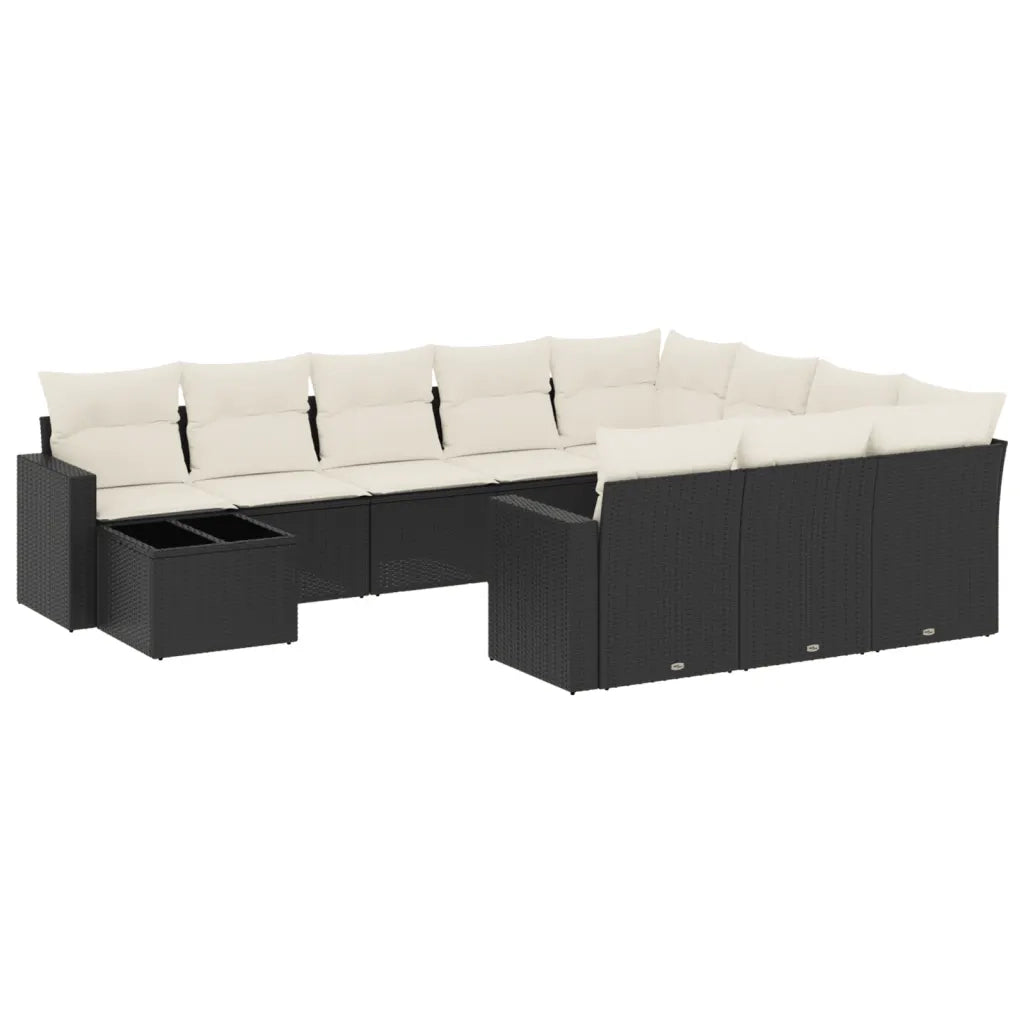 Set Divani da Giardino 11 pz con Cuscini in Polyrattan Nero 3219516