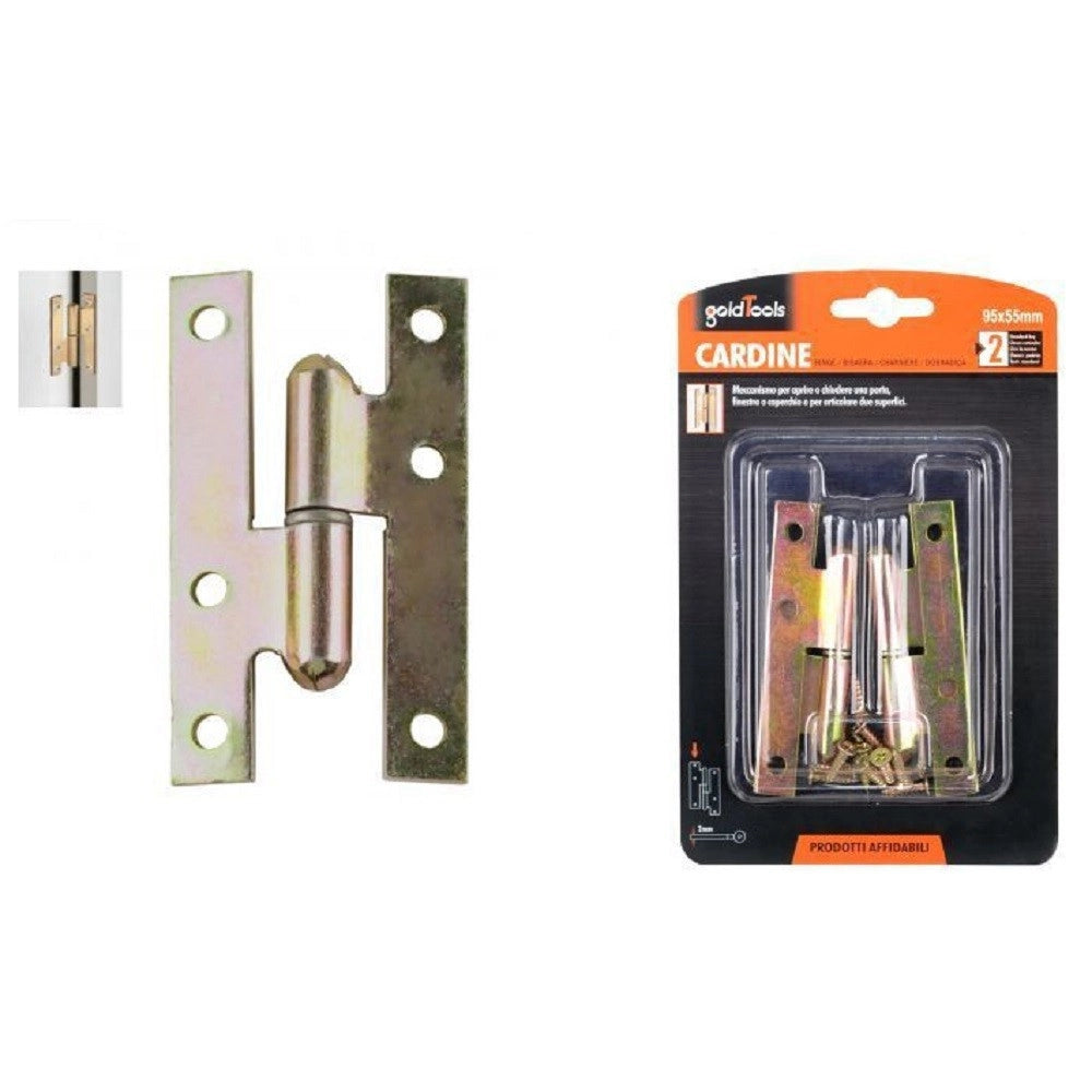 Trade Shop - Coppia Di Cerniere Cerniera A H Cardine Per Porta Finestra 95x55x2mm Viti 91157 -