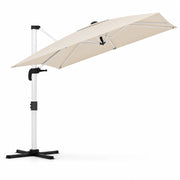 Ombrellone Decentrato 3X3 Metri Con Base A Croce Per Giardino Terrazza Patio E Piscina Struttura In Alluminio Antiruggine Telo Impermeabile UV50+ Inclinabile 300 x 300 x 260 Cm Beige