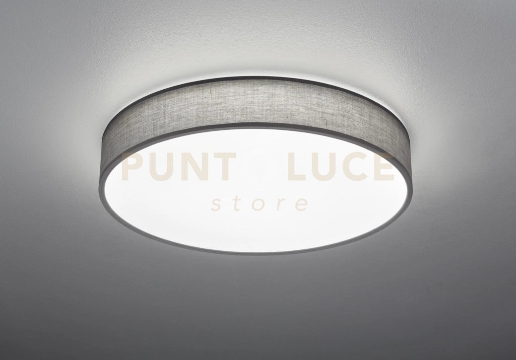 LUGANO PLAFONIERA LED 42W 4900lm, 3000 - 5000K DIFFUSORE PARALUME STOFFA GRIGIO E SCHERMO BIANCO CON TELECOMANDO REGOLAZIONE LUCE CALDA E FREDDA E INTENSITA' D.60CM