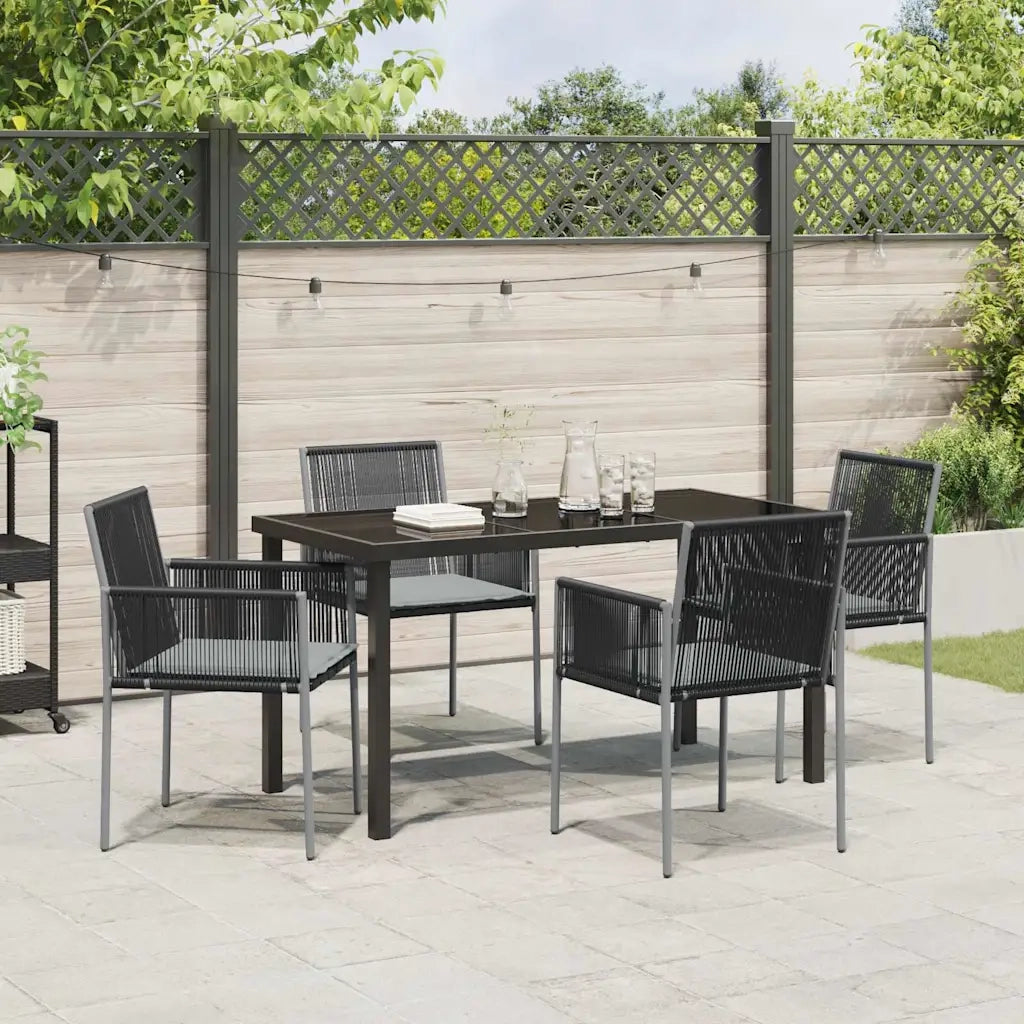 Set da Pranzo per Giardino 5 pcs Nero Rattan in PE 3379109