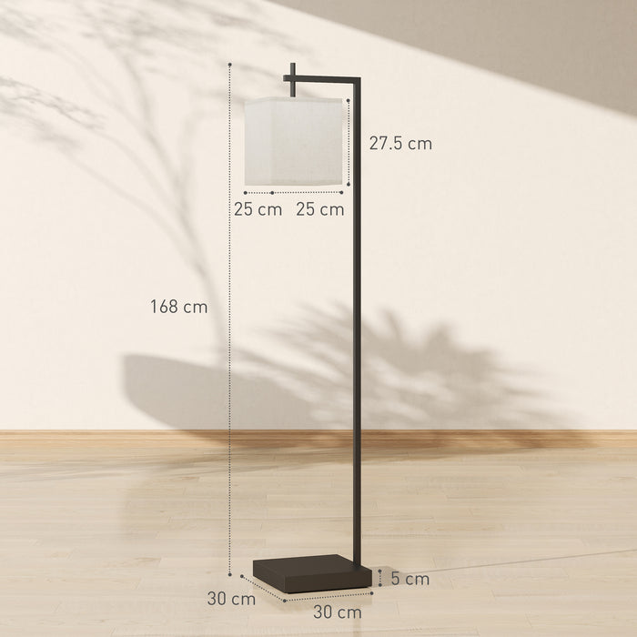Lampada da Terra a LED con 10 Luminosità 9W e Telecomando 36x30x168 cm Paralume Effetto Lino Nero e Beige