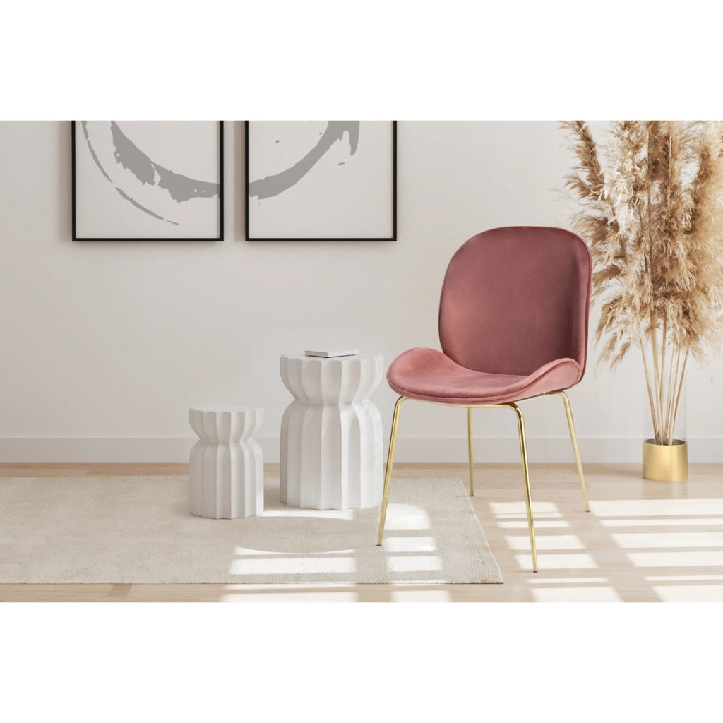 Set di 2 sedie Charlize in velluto rosa antico e ottone