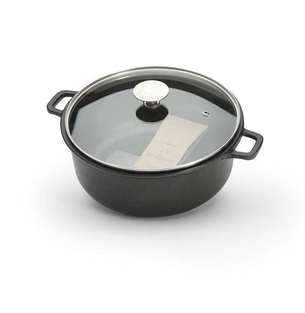 DE BUYER 8311.24 Choc Extreme Pentola Antiaderente con Coperchio in Vetro 4,5 L per Tutti i Fuochi incluso Induzione colore Nero