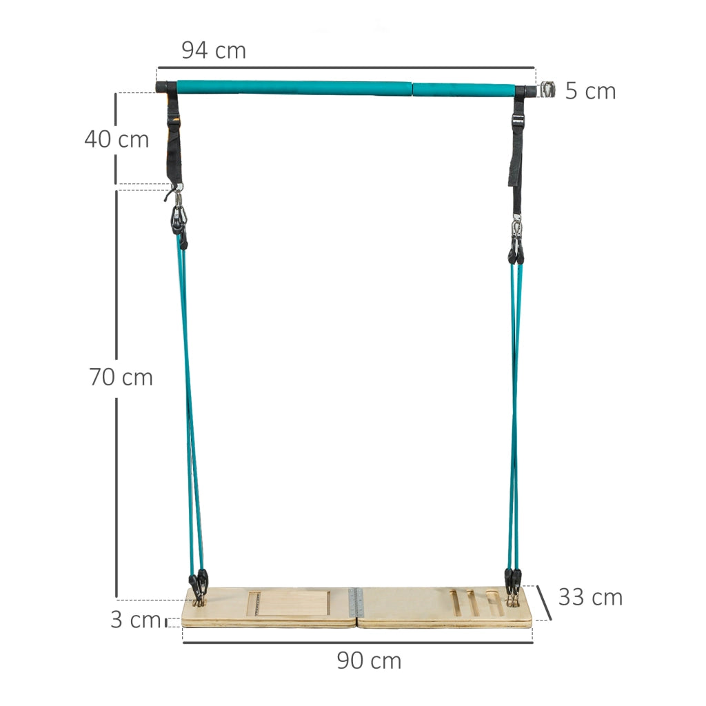 Set Pilates con barra e bande elastiche ¨C zephmum ¨C blu, tavola inclinabile regolabile