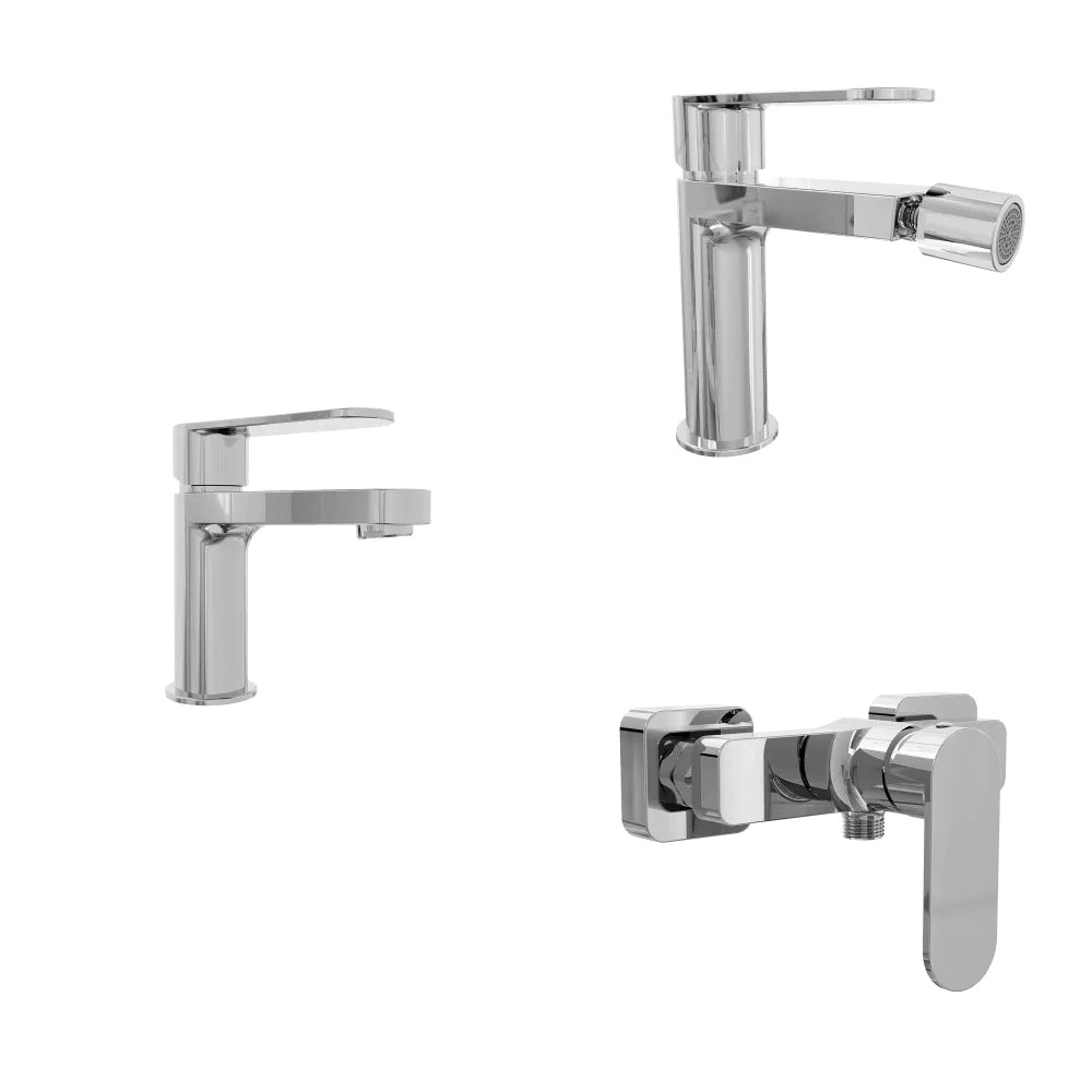 Set miscelatori lavabo 13cm bidet miscelatore esterno doccia cromato | Margot