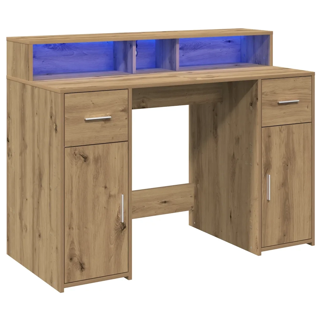 Scrivania con Luci LED Rovere 120x55x91 cm in Legno Multistrato 3309419