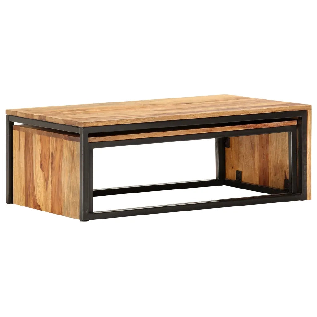 Tavolini Impilabili 2 pz in Legno Massello di Acacia 287331