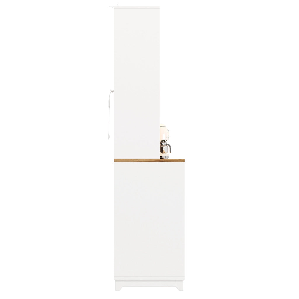 Credenza e madia con ante in acrilico, LED e vani aperti, per cucina e soggiorno, bianco, 120 × 40 × 180 cm