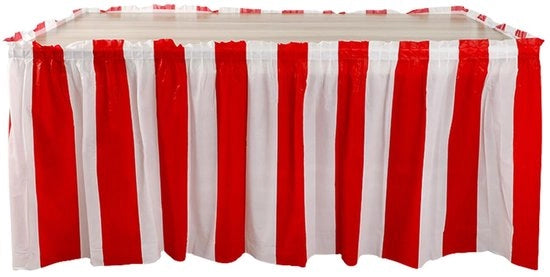Tavolo da Festa Impermeabile - Decorazione per Feste - Tema Circo - Decorazione per Carnevale - 73 x 426 cm - Rosso/Bianco - Decorazione da Tavolo