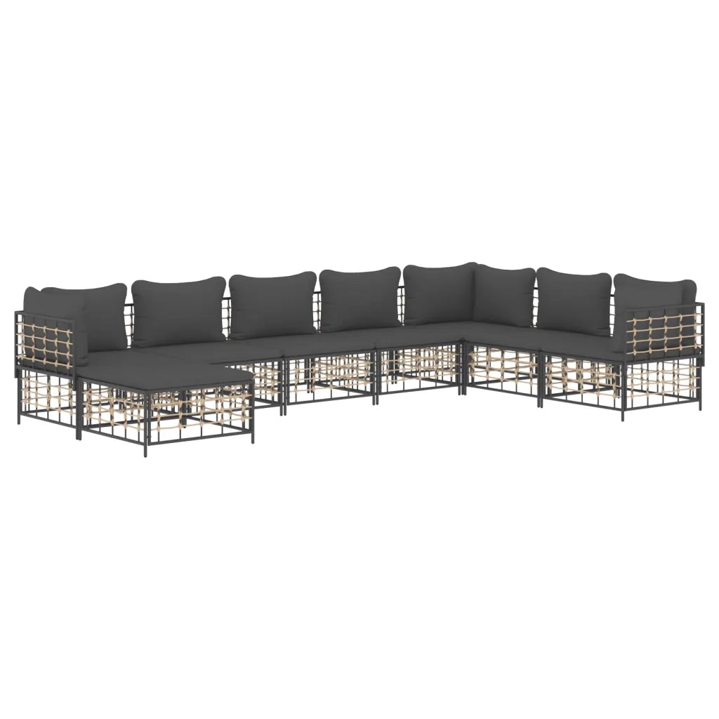 Set Divani da Giardino 8 pz con Cuscini Antracite in Polyrattancod mxl 100548
